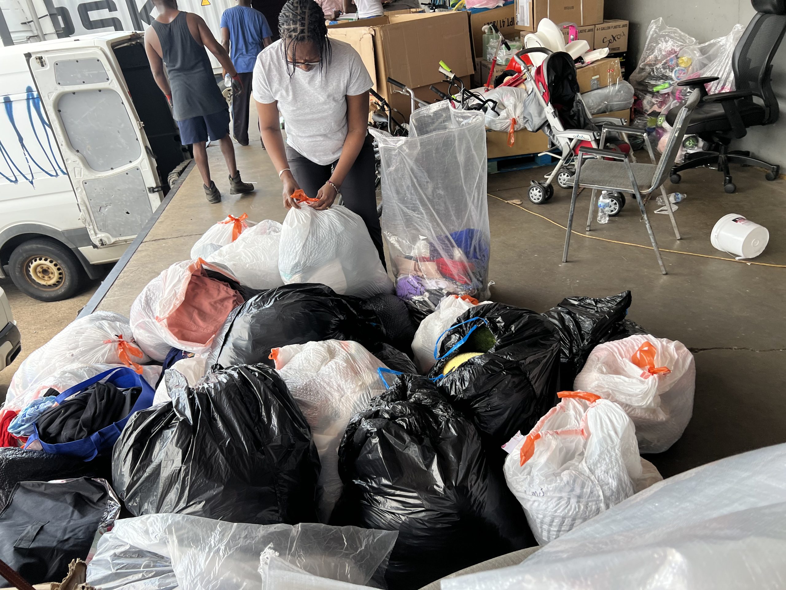 Volunteers packing supplies