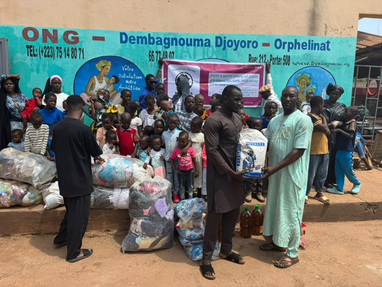 A sack of MIXWELL powdered milk handed over at the orphanage in Bamako, Mali